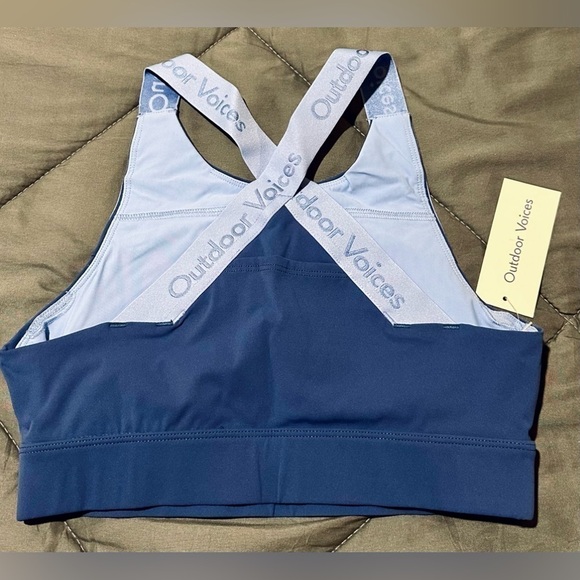 *NWT* Outdoor Voices OV Snacks Bra Denim/Sky Blue Pocket Size XS - Picture 6 of 7